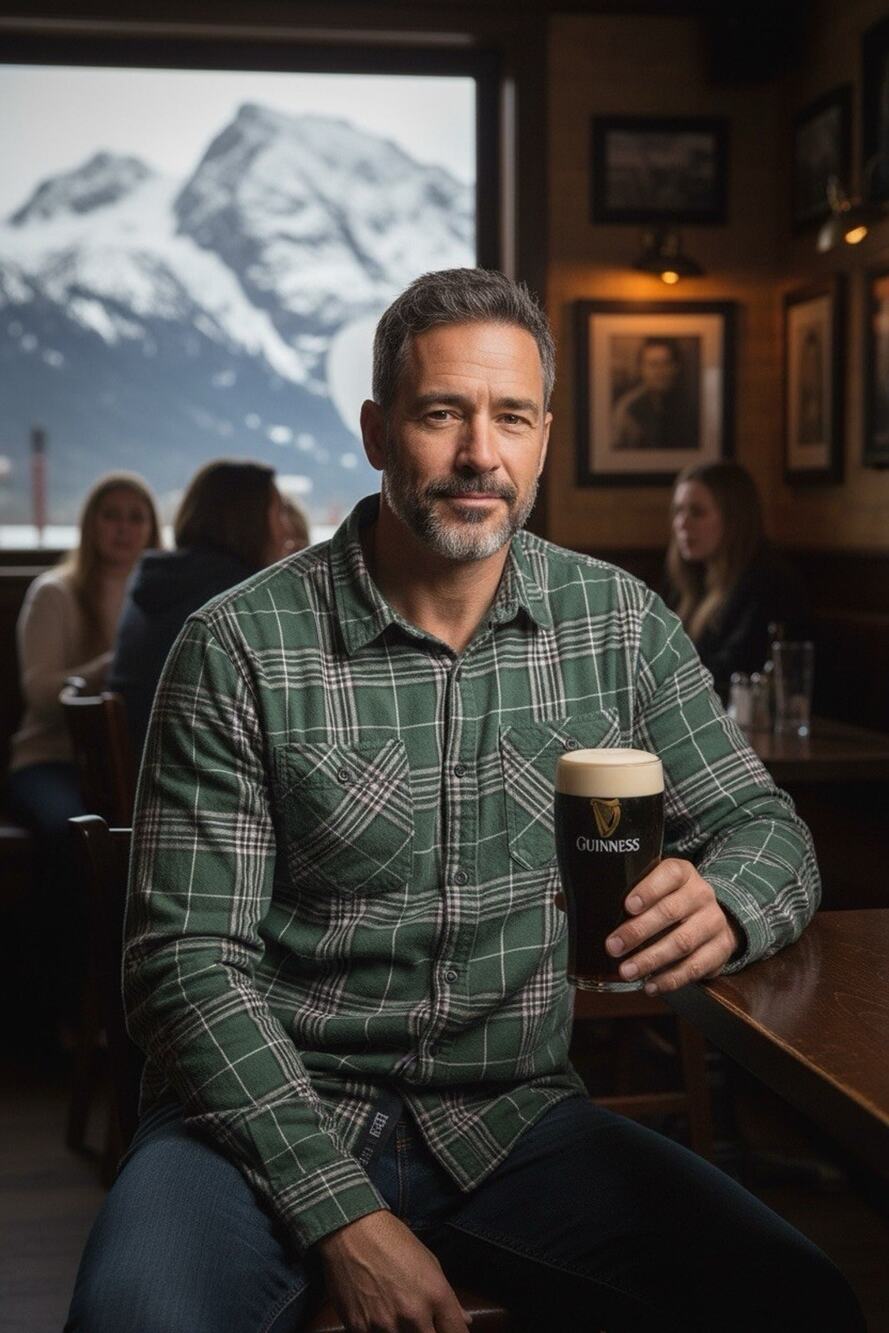 UPCYCLED Pac Sun M Green Black White Flannel Long Sleeve Guinness Irish Stout
